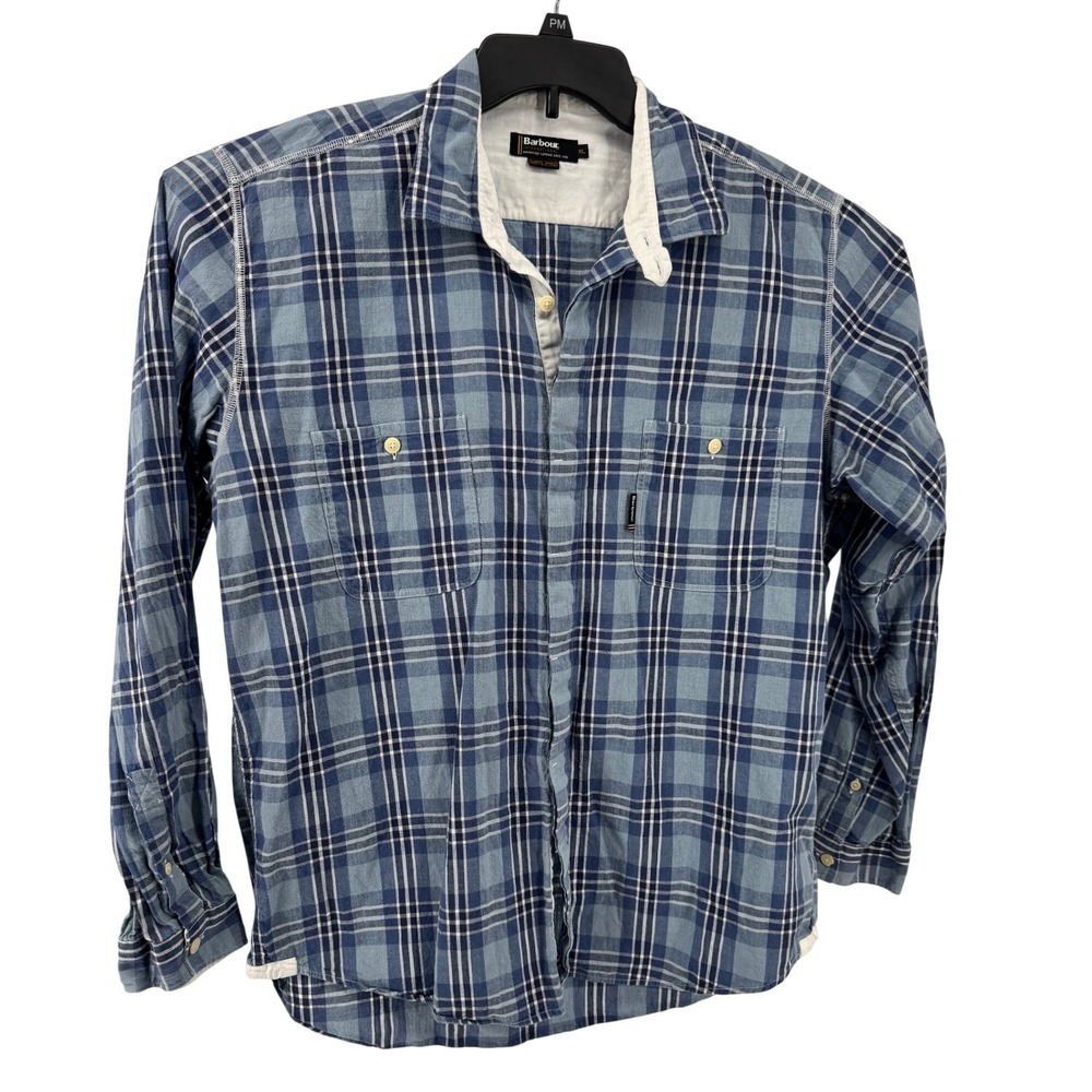 Barbour International Shirt XL Mens‎ Blue Plaid Modena Long Sleeve Moto